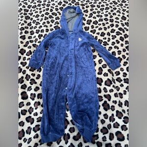 Carters Boys navy blue velour Onesie
